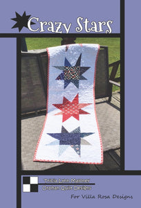 Crazy Stars Table Runner Quilt Pattern From Villa Rosa Designs and Orphan Designs - size 13.5" x 54"