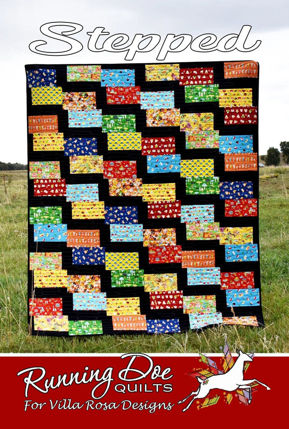 Stepped Quilt Pattern Card by Running Doe for Villa Rosa Designs finished size 66