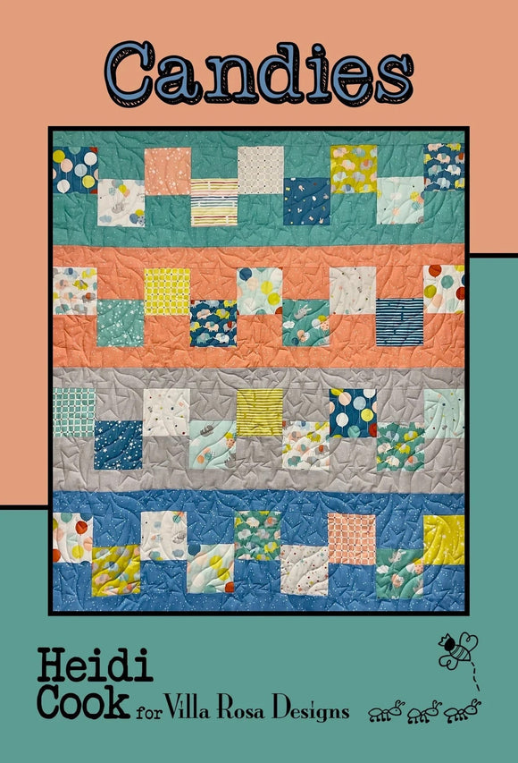 Candies Quilt Pattern Card by Villa Rosa Designs finished Quilt 41in x 46in Using Charm Squares