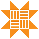 an orange and white logo with a star in the middle