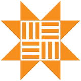 an orange and white logo with a star in the middle