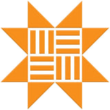 an orange and white logo with a star in the middle