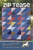 Zip Tease Quilt Pattern Card by Running Doe Quilts for Villa Rosa Designs finished size 54" x 58-1/2"