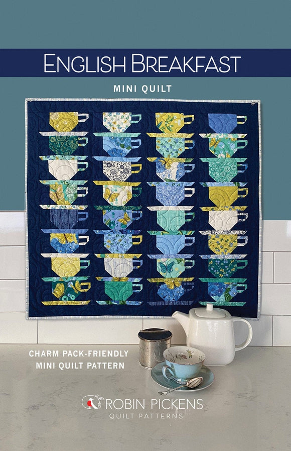 English Breakfast Mini Quilt Printed Pattern, by Robin Pickens RPQP-EBM134 Mini quilt sized at 29 x 27 1/2".