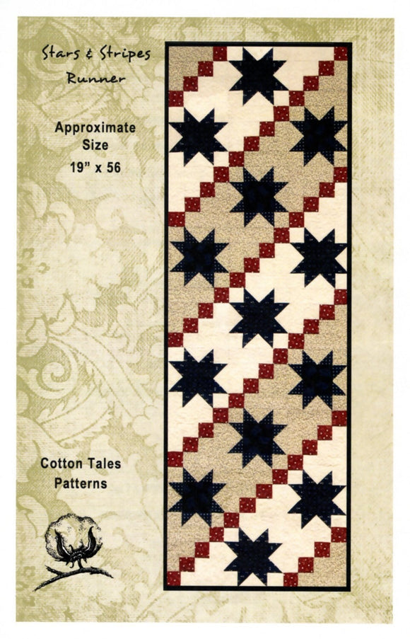 Stars & Stripes Runner CT477 for Cotton Tales by Pamela Curo. 19 x 56