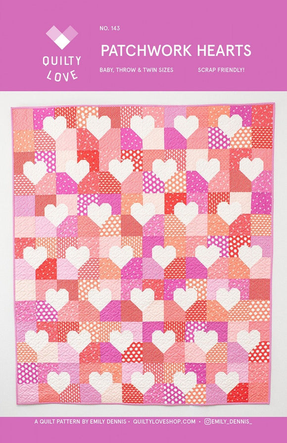 Patchwork Hearts Quilt Pattern # QLP143 by Quilty Love 3 sizes available see 2nd photo